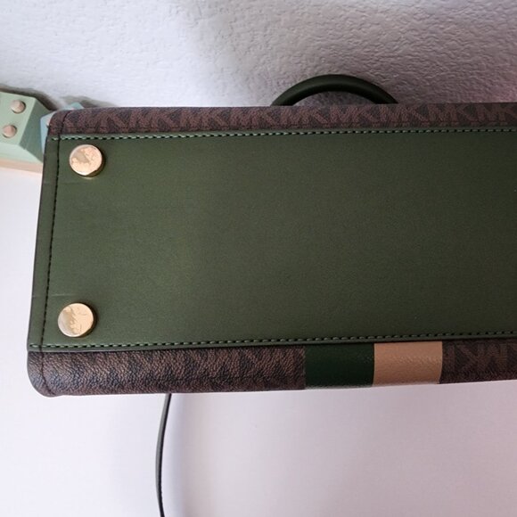 Michael Kors Logo Marilyn Medium Stripe Satchel - Picture 6 of 6